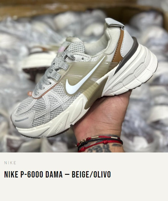 Nike P-6000 Beige Olivo mujer